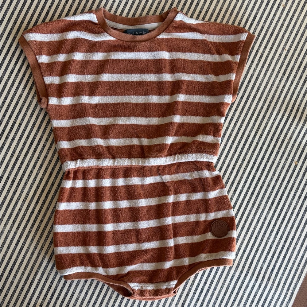Souris Mini Rust & White Striped One-Piece Romper